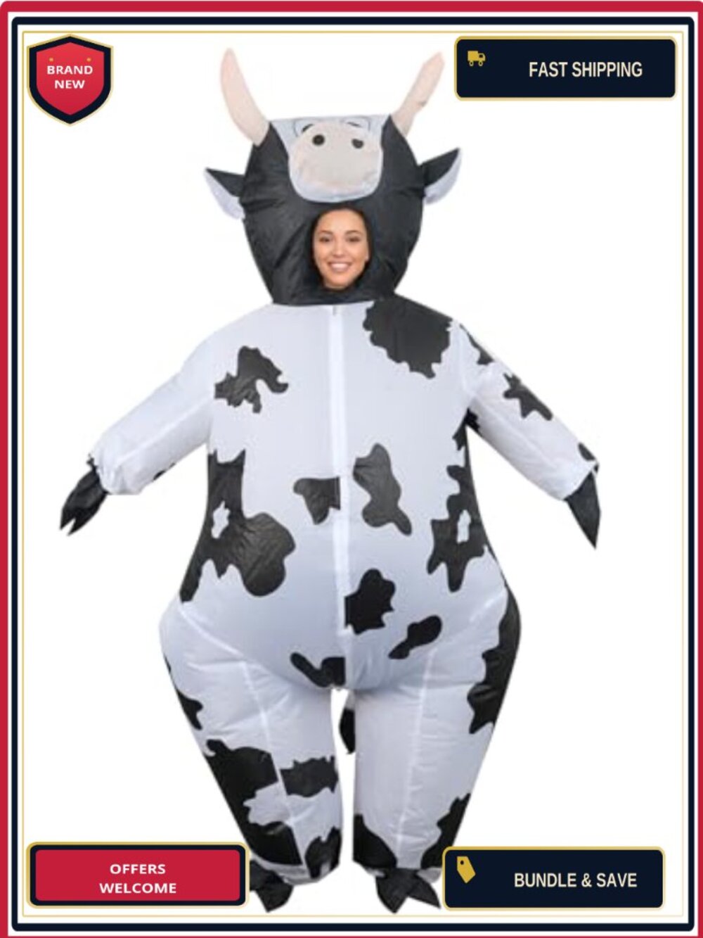 Adult Inflatable Cow Costume Blow Up Suit Halloween Party